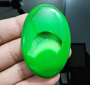 Green Window Druzy Agate 139ct Sparkly Oval Cabochon Natural Druzy Gemstone - Picture 1 of 8