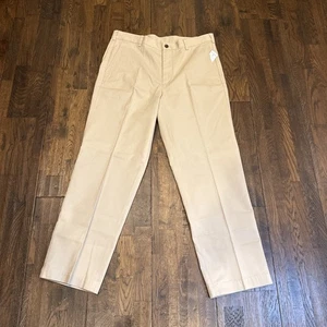Brooks Brothers Clark pantaloni uomo 36x30 kaki beige chino piatto davanti NUOVO - Foto 1 di 9