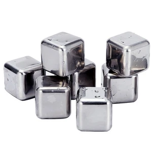 4 Pcs Stainless Steel Ice Cubes Reusable Chilling Stones with Case Square - Picture 1 of 11