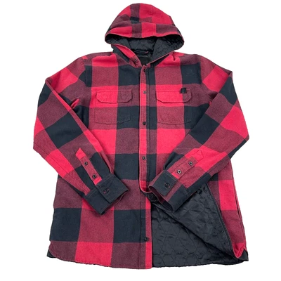 Volcom Shacket Men Medim Red Black Buffalo Plaid Flannel Shirt Jacket Lined - Image 1 of 4