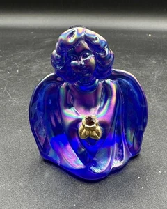 Vintage Fenton 1995 Iridized Cobalt Blue Satin Guardian Angel Figur - Bild 1 von 8