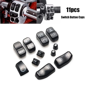 11pcs Black Hand Control Button Cap Kit Switch Cover For Harley Touring 14-23 - Picture 1 of 9