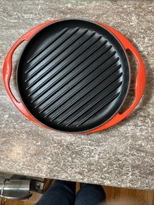 Le Creuset Esmalte Rojo #26 Hierro Fundido Redondo 10” Parrilla Ajustada Sartén Plancha Francia - Imagen 1 de 10