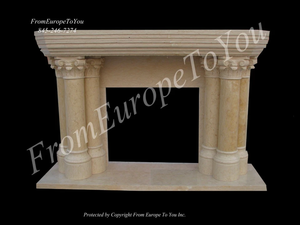 HERMOSA REPISA CHIMENEA EGIPTO CREMA MÁRMOL TALLADO A MANO AS2 Foto 1 de 1