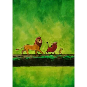 Löwenmalerei Dschungelmalerei Landschaftsmalerei Tierkunst Aquarellmalerei - Bild 1 von 3