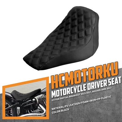 Black Front Driver Solo Seat For Harley 2013-2017 Breakout 2008-2017 Rocker C - Imagem 1 de 4