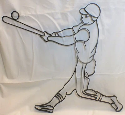 Lote de 2 jugadores de béisbol hierro decorativo metal arte de pared 30" nuevo bateador de bolas DM62 Foto 1 de 4