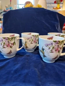 Pair of Portmeirion Botanic Garden Hummingbird Coffee/Tea Cups - Picture 1 of 3