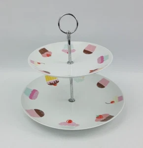2 Tier Cake Serving Stand - Cup Cake Pattern - Picture 1 of 7