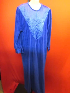 Hamilton Gold Vintage Blue Velvet Satin Embossed Robe Evening Wear 1X - Picture 1 of 6