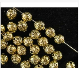 200PCS Antiqued gold Crafted round spacer beads For jewelry Makings - Picture 1 of 1