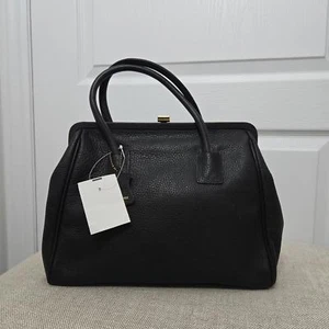Danier Leather Bag Pebbled Black Leather Doctor Bag Top Handle New With Tag - Picture 1 of 10