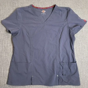 Dickies Scrub Top Womens Gray XL 2 Way Stretch Pockets Xtreme Extreme Stretch - Picture 1 of 9