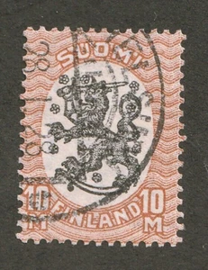 1927 Finland Sc# 139 (pf.14), 10M,  Lion & Sword, Coat of Arms. Used Cv$25 - Picture 1 of 2