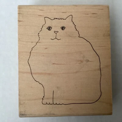 Sello de goma montado en madera Paula Best Big White Cat Foto 1 de 4
