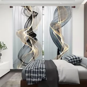 2pcs Vibrant Abstract Stripe Rod Pocket Curtains Bedroom Living Room Kitchen - Picture 1 of 11