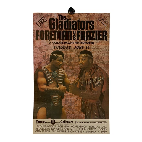 1976 GEORGE FOREMAN v JOE FRAZIER II On-Site Boxing Poster Muhammad Ali era Cover