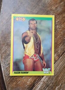 RARE - Razor Ramon ROOKIE Card - Merlin WWF 1992 Gold Series 2 Cards - GC 