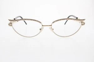 Caviar M 2353 C. 21 Gold Cat Eye Frames with Crystals 55/16-135 mm Italy Case - Picture 1 of 10