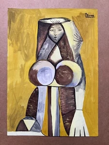 Pablo Picasso (Handmade) Mixed Media On Paper Painting Signed and Stamped - Imagen 1 de 5