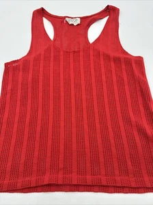 Vintage Rush Tank Top Women Medium Red Solid Sheer Halter 90s USA …#10471 - Picture 1 of 6