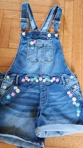 Jordache Girl Shorts Overalls Floral Embrodery Girls Size XXL 18 BOHO Flower - Picture 1 of 10