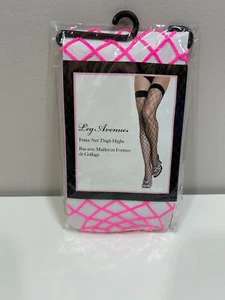 Leg Avenue Fence Net Thigh High Fishnet Stockings Women's Reg Hot Pink 9014 - Picture 1 of 2