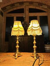 Pair Of Antique Style Brass Candlestick Table Lamps