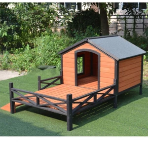 PawHub Dog House Kennel Pet Timber Wooden With Decking Patio Stair - Picture 1 of 9