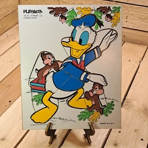Vintage Playskool Donald Duck Chip And Dale 9 Piece Wooden Puzzle Disney - Picture 1 of 8