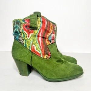 Desigual grüne Damenstiefel mit Absatz flippiges Design Größe 7 - Bild 1 von 6