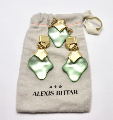 JUEGO DE COLLAR Y CLIP COLGANTE DE ESPUMA DE MAR ALEXIS BITTAR LUCITE NUEVO Foto 1 de 4