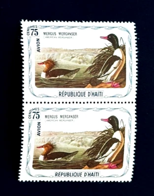 HAITI Stamp Vertical Pair - 1975 Cinderella Bird Series Illegal 75c MNH  r41 🔥 - Image 1 of 2