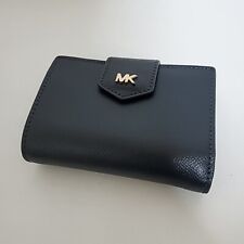Michael kors Black Leather Zip Snap Wallet Plain color Logo From Japan