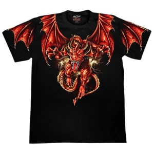 T Shirt Red Dragon Mythical Creatures Glow In Dark Mens Graphic New Year Gift - Picture 1 of 7