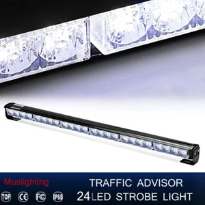 27" 24 LED Emergency Warning Traffic Advisor Strobe Light Bar Top Roof White 12V - Picture 1 of 9