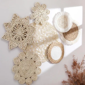 7 Pcs Boho Wall Baskets Decor Hanging Rustic Rattan Wicker Wall Baskets round Wa - Picture 1 of 12