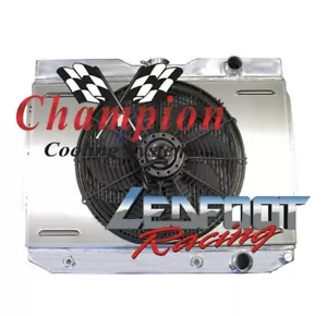 1964-1967 Chevelle 4 Row Champion Radiator Shroud 16" High Performance SPAL Fan - Picture 1 of 3