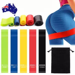 5 Size Workout Resistance GYM Training Band Yoga Fitness Loop Pilates Exercise - Picture 1 of 18