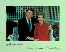 Ronald and Nancy Reagan 8x10 Color Photo with Facsimile Signatures and Card