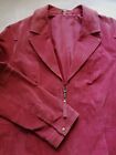 Women's Real Suede Leather Red  Classic Style Jacket Size UK 18. VGC