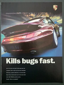 1996 PRINT AD Porsche 993 Turbo Carrera "Kills Bugs Fast." - Bild 1 von 1