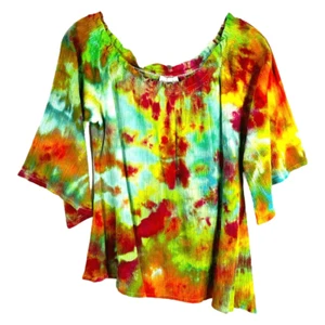 Weiche Umrandung kleines Top Good Times Batik asymmetrischer Saum schulterfrei 887 - Bild 1 von 11