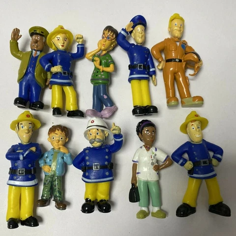 10Pcs Fireman Sam Penny Elvis Action Figure Cute Doll Fire man Kids Toy Cover