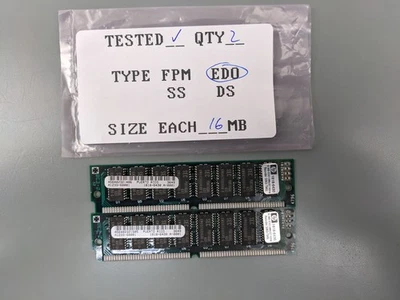 (2) Memorias RAM HP 16MB EDO, 72 pines (32 MB en total) 1818-6430 Foto 1 de 3
