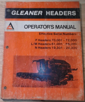 GLEANER F L/M N HEADERS OPERATION & MAINTENANCE MANUAL BOOK - Image 1 of 4