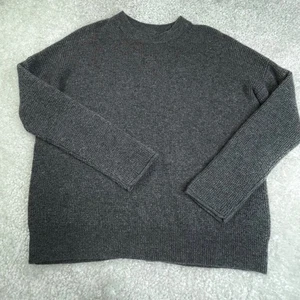 Suéter Point Sur Botón Espalda Lana Alpaca Cuello Redondo Gris De Gran Tamaño Para Mujer Pequeño - Imagen 1 de 7