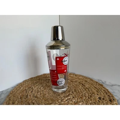 Coctelera de cristal vintage de mediados de siglo con cartas Foto 1 de 4