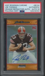 2007 Bowman Cromo Arancione Rifrattore Joe Thomas 8/25 RC PSA Autentico 10 Auto - Foto 1 di 2