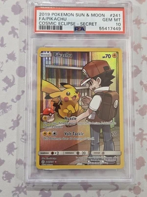 2019 POKEMON SUN & MOON COSMIC ECLIPSE SECRET #241 FULL ART/PIKACHU PSA 10 - Image 1 of 2